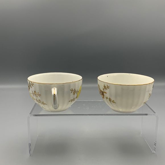 Set of 2 Yellow Rose China Shell Shaped Snack Lunch Cups Plates Grannycore 1930 - Picture 7 of 10